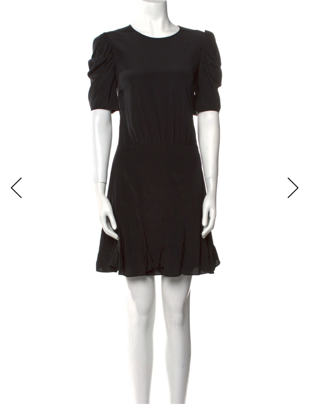 Veronica Beard Black Puff-Sleeve Mini Dress with Flared Hem